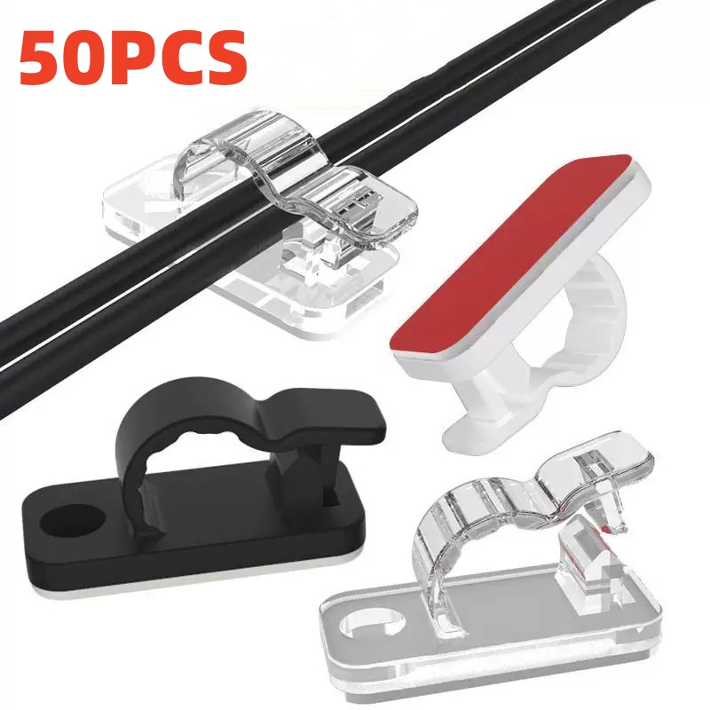 Cable Staple Clip - 10/50Pcs Self Adhesive Cable Clips Cord