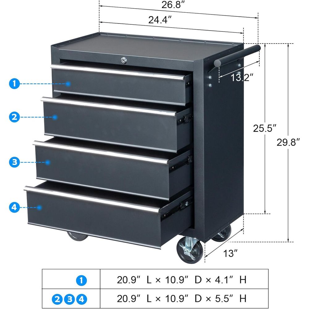 4-Drawer Rolling Tool Chest, M - Home Improvement Outlet Stores incelemesi ve fiyatı